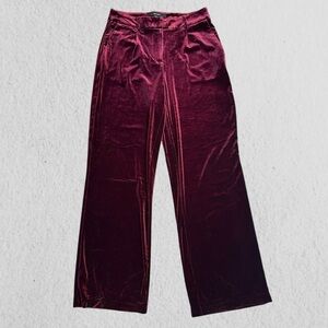 NWT Vero Moda Burgundy Velvet Wide-Leg Pants